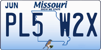 MO license plate PL5W2X