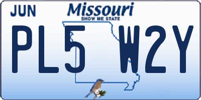 MO license plate PL5W2Y