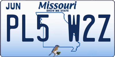 MO license plate PL5W2Z