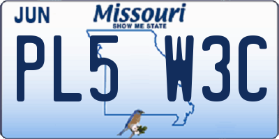 MO license plate PL5W3C