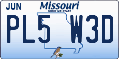 MO license plate PL5W3D