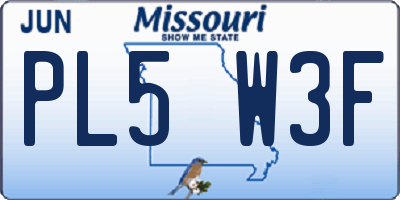 MO license plate PL5W3F