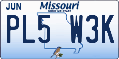 MO license plate PL5W3K