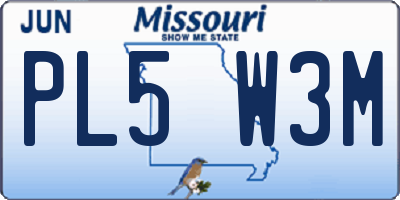 MO license plate PL5W3M