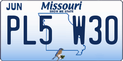 MO license plate PL5W3O