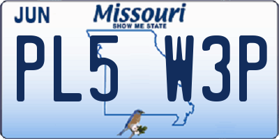 MO license plate PL5W3P
