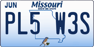 MO license plate PL5W3S