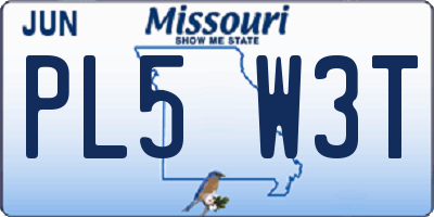 MO license plate PL5W3T