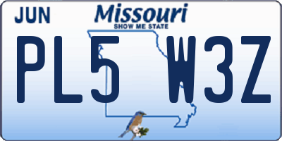 MO license plate PL5W3Z