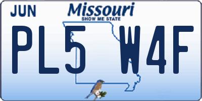 MO license plate PL5W4F