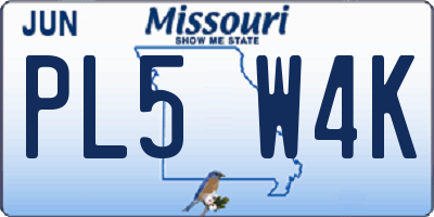 MO license plate PL5W4K