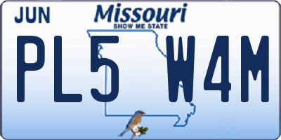MO license plate PL5W4M