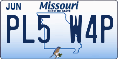 MO license plate PL5W4P