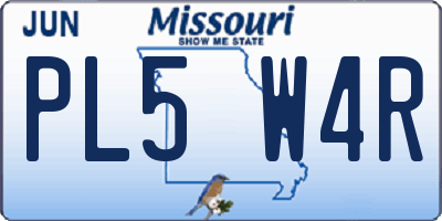 MO license plate PL5W4R