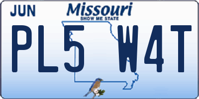 MO license plate PL5W4T