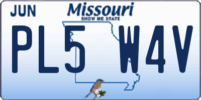 MO license plate PL5W4V
