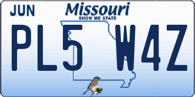 MO license plate PL5W4Z