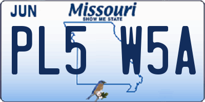 MO license plate PL5W5A