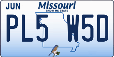 MO license plate PL5W5D
