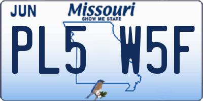 MO license plate PL5W5F
