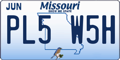 MO license plate PL5W5H