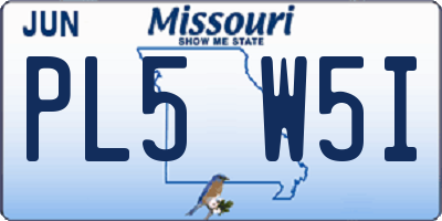 MO license plate PL5W5I