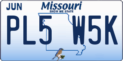 MO license plate PL5W5K