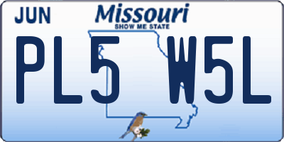 MO license plate PL5W5L