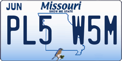 MO license plate PL5W5M