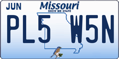 MO license plate PL5W5N