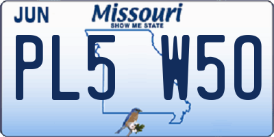 MO license plate PL5W5O