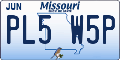 MO license plate PL5W5P