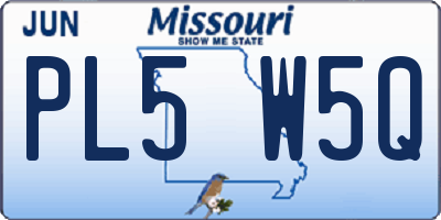 MO license plate PL5W5Q