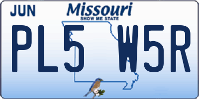 MO license plate PL5W5R