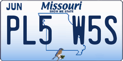 MO license plate PL5W5S