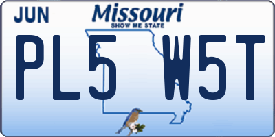 MO license plate PL5W5T