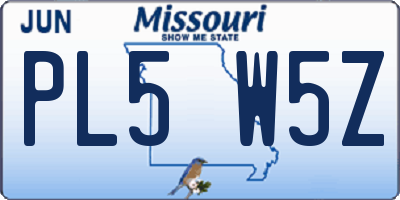 MO license plate PL5W5Z