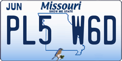 MO license plate PL5W6D
