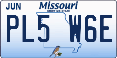 MO license plate PL5W6E