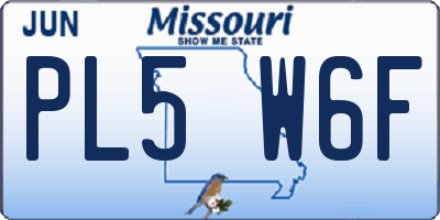MO license plate PL5W6F