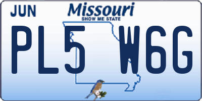 MO license plate PL5W6G
