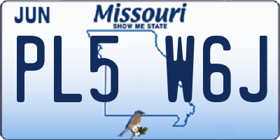 MO license plate PL5W6J