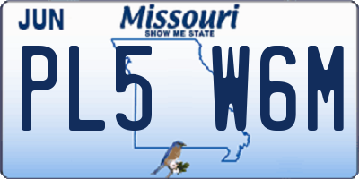 MO license plate PL5W6M