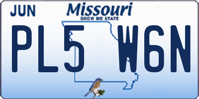 MO license plate PL5W6N