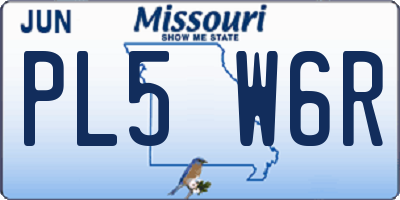 MO license plate PL5W6R
