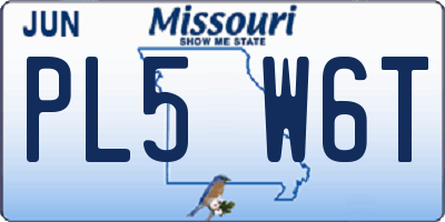 MO license plate PL5W6T