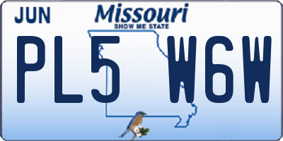 MO license plate PL5W6W