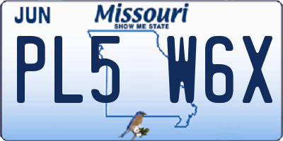 MO license plate PL5W6X