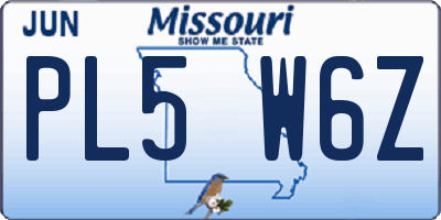 MO license plate PL5W6Z