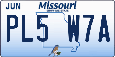 MO license plate PL5W7A